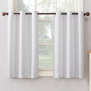No. 918 Semi Sheer Montego 2 White Cafe Grommet Curtain Tier Panel Set 56" x 24"